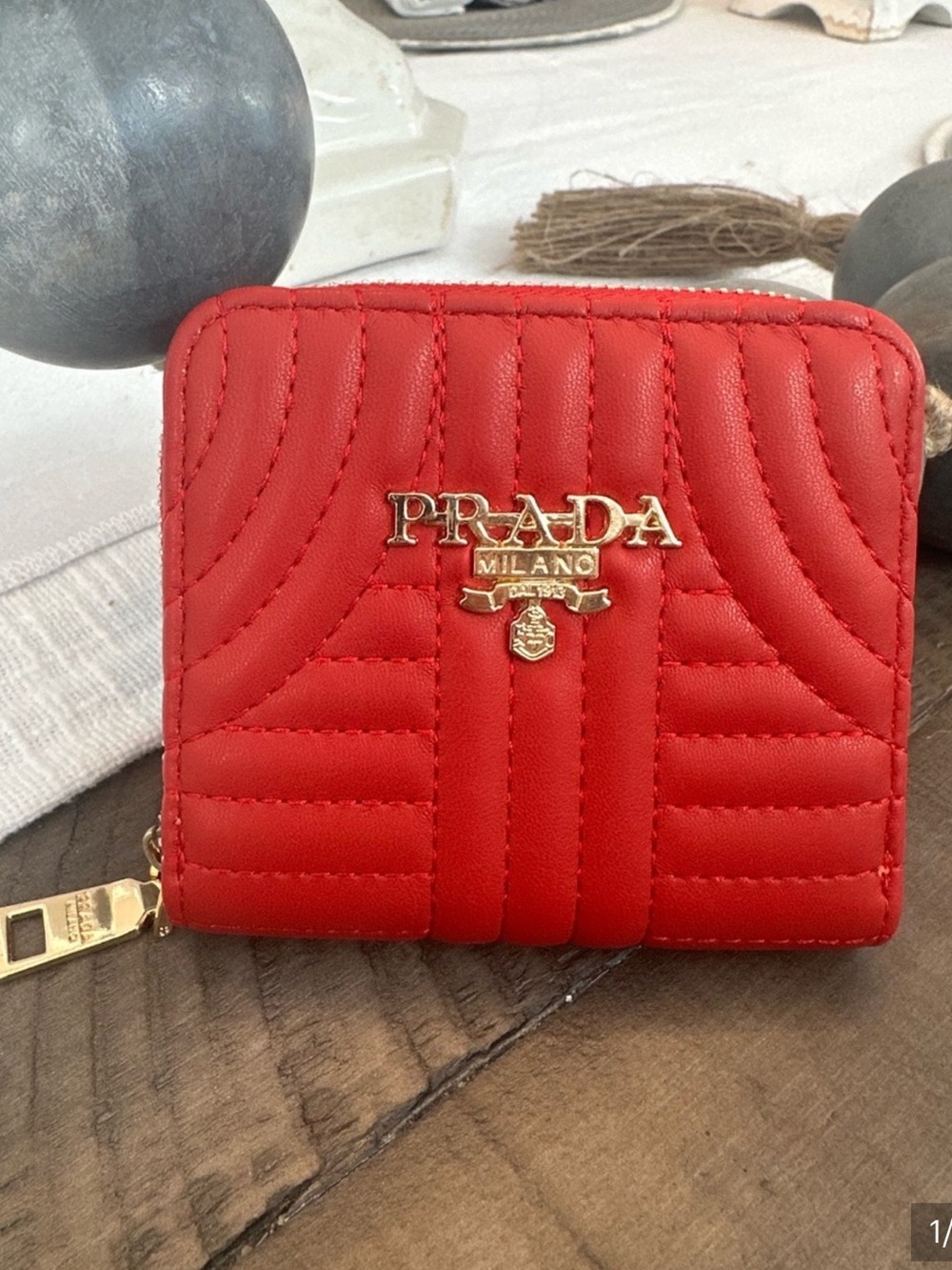 Red zipper small wallet ! New